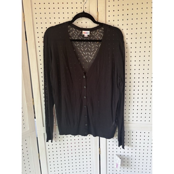 LuLaRoe Sweaters - NEW! LuLaRoe Medium Cheryl Lightweight Button Up Cardigan Sweater Black NWT